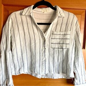 Love Notes Cropped Striped Button-Up Shirt